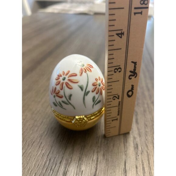 Hand-Painted Porcelain Trinket Box Egg With Floral Design - Picture 7 of 7